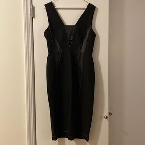 BCBG MaxAzria Black Beverly Faux Leather Insert Dress | Size 8